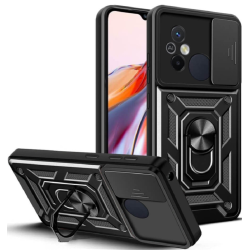 Bodycell Armor Slide - Ανθεκτική Θήκη Xiaomi Redmi 12C με Κάλυμμα για την Κάμερα & Μεταλλικό Ring Holder - Black (5206015012815)