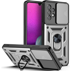 Bodycell Armor Slide - Ανθεκτική Θήκη Samsung Galaxy A33 5G με Κάλυμμα για την Κάμερα & Μεταλλικό Ring Holder - Silver (5206015011399)