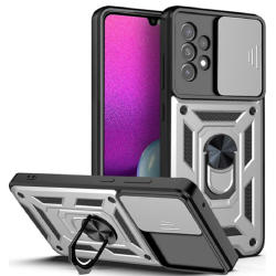Bodycell Armor Slide - Ανθεκτική Θήκη Samsung Galaxy A53 5G με Κάλυμμα για την Κάμερα & Μεταλλικό Ring Holder - Silver (5206015011429)