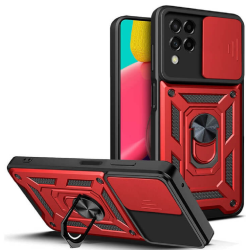 Bodycell Armor Slide - Ανθεκτική Θήκη Samsung Galaxy M53 με Κάλυμμα για την Κάμερα & Μεταλλικό Ring Holder - Red (5206015019173)