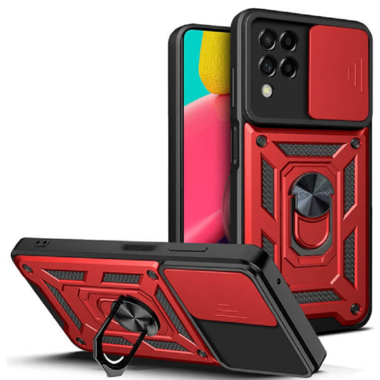 Bodycell Armor Slide - Ανθεκτική Θήκη Samsung Galaxy M53 με Κάλυμμα για την Κάμερα & Μεταλλικό Ring Holder - Red (5206015019173)
