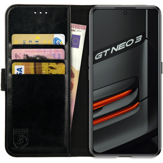Rosso Element PU Θήκη Πορτοφόλι Realme GT Neo 3 - Black (8719246358302)