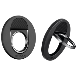Pitaka MagEZ Grip - Μαγνητική MagSafe Βάση Aramid Fiber / Finger Holder για iPhone 14 / 13 / 12 - 4.3mm - 600D - Black / Grey / Twill (MGB2302)