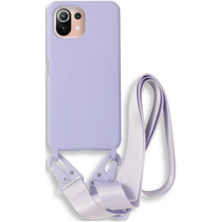 Bodycell Θήκη Σιλικόνης με Λουράκι Λαιμού - Xiaomi 11 Lite 5G NE / Mi 11 Lite - Violet (5206015001925)