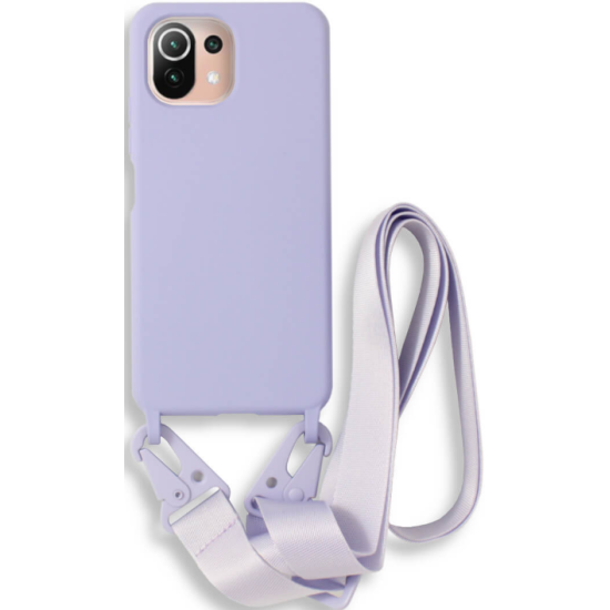 Bodycell Θήκη Σιλικόνης με Λουράκι Λαιμού - Xiaomi 11 Lite 5G NE / Mi 11 Lite - Violet (5206015001925)