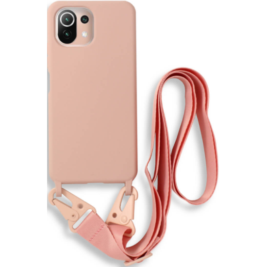 Bodycell Θήκη Σιλικόνης με Λουράκι Λαιμού - Xiaomi 11 Lite 5G NE / Mi 11 Lite - Pink (5206015001901)