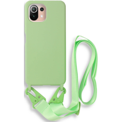 Bodycell Θήκη Σιλικόνης με Λουράκι Λαιμού - Xiaomi 11 Lite 5G NE / Mi 11 Lite - Green (5206015001895)