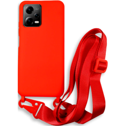 Bodycell Θήκη Σιλικόνης με Λουράκι Λαιμού - Xiaomi Redmi Note 12 5G / Poco X5 - Red (5206015023897)
