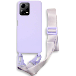 Bodycell Θήκη Σιλικόνης με Λουράκι Λαιμού - Xiaomi Redmi Note 12 5G / Poco X5 - Violet (5206015023903)