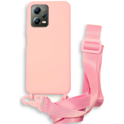Bodycell Θήκη Σιλικόνης με Λουράκι Λαιμού - Xiaomi Redmi Note 12 5G / Poco X5 - Pink (5206015023842)