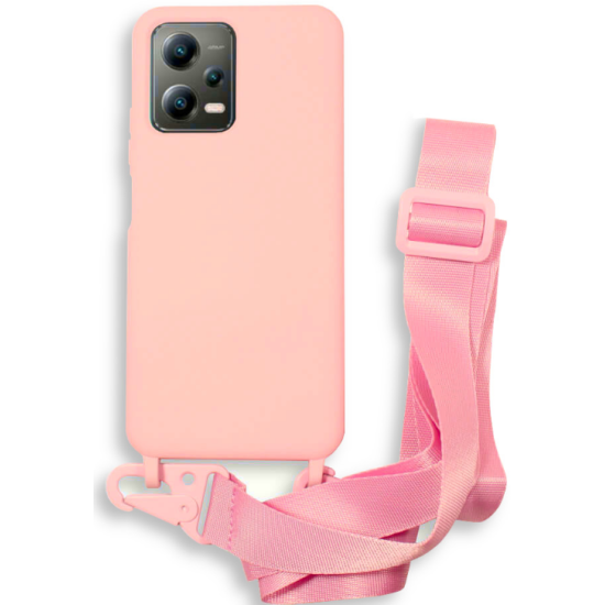 Bodycell Θήκη Σιλικόνης με Λουράκι Λαιμού - Xiaomi Redmi Note 12 5G / Poco X5 - Pink (5206015023842)