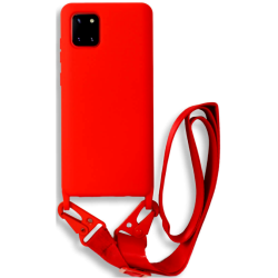 Bodycell Θήκη Σιλικόνης με Λουράκι Λαιμού - Samsung Galaxy Note 10 Lite - Red (5206015001741)
