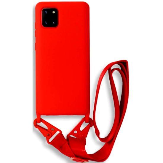 Bodycell Θήκη Σιλικόνης με Λουράκι Λαιμού - Samsung Galaxy Note 10 Lite - Red (5206015001741)