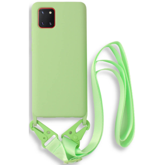 Bodycell Θήκη Σιλικόνης με Λουράκι Λαιμού - Samsung Galaxy Note 10 Lite - Green (5206015001727)