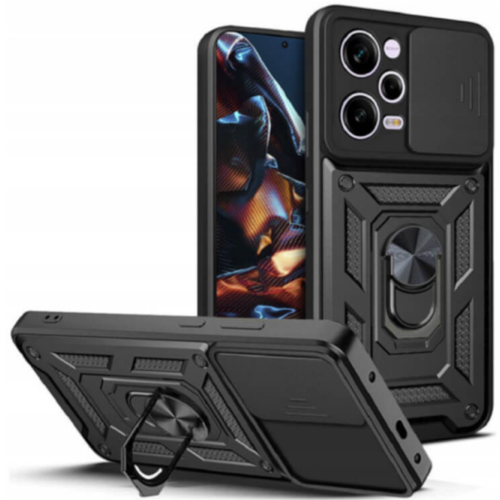 Bodycell Armor Slide - Ανθεκτική Θήκη Xiaomi Redmi Note 12 Pro 5G / Poco X5 Pro με Κάλυμμα για την Κάμερα & Μεταλλικό Ring Holder - Black (5206015012013)