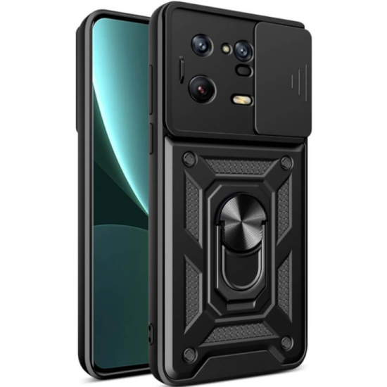 Bodycell Armor Slide - Ανθεκτική Θήκη Xiaomi 13 Pro με Κάλυμμα για την Κάμερα & Μεταλλικό Ring Holder - Black (5206015011504)