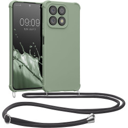 KWmobile Matte Θήκη Σιλικόνης με Λουράκι Λαιμού Honor X8a - Gray Green (61577.172)