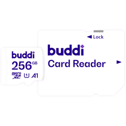 Buddi Κάρτα Μνήμης MicroSD 256GB Class U1A1 με Αντάπτορα SDXC - White - 5 Έτη Εγγύηση (8719246387371)