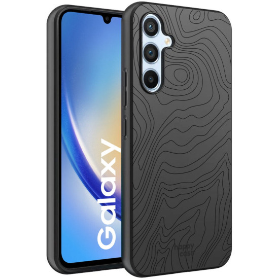 HappyCase Θήκη Σιλικόνης Samsung Galaxy A34 - Fine Lines Print Black (8719246406379)