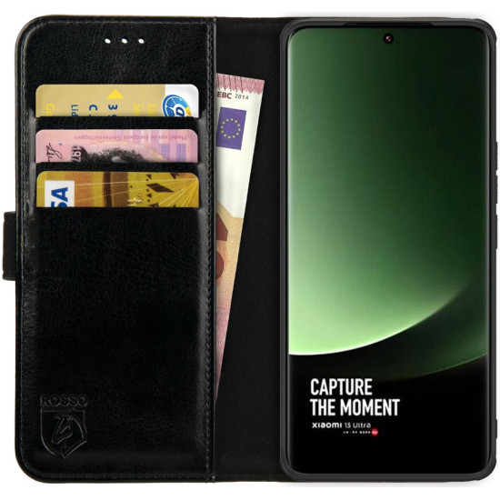 Rosso Element PU Θήκη Πορτοφόλι Xiaomi 13 Ultra - Black (8719246398773)