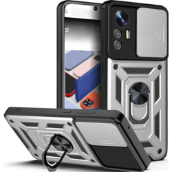 Bodycell Armor Slide - Ανθεκτική Θήκη Xiaomi Redmi Note 12S με Κάλυμμα για την Κάμερα & Μεταλλικό Ring Holder - Silver (5206015022067)