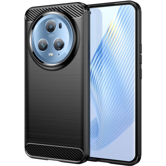 Techsuit Carbon Silicone - Θήκη Σιλικόνης Honor Magic5 Pro - Black (5949419064003)