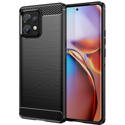 Techsuit Carbon Silicone - Θήκη Σιλικόνης Motorola Edge 40 Pro / Edge Plus 2023 - Black (5949419063945)