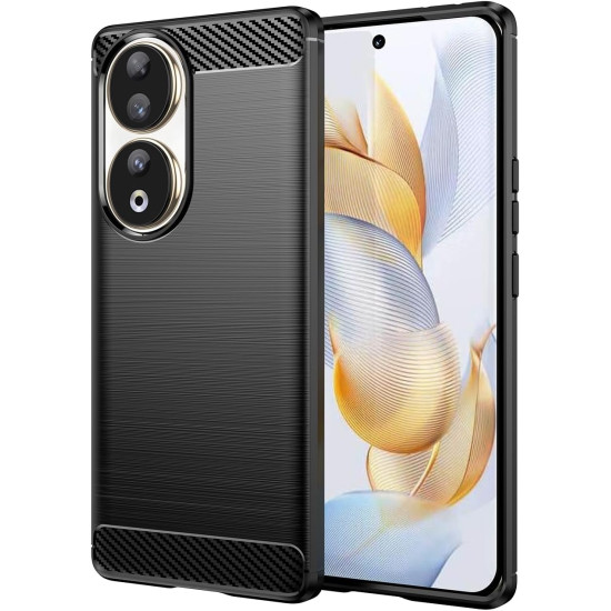 Techsuit Carbon Silicone - Θήκη Σιλικόνης Honor 90 / 80 - Black (5949419063938)