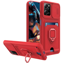 Bodycell Multifunction - Ανθεκτική Θήκη Xiaomi Redmi Note 12 Pro 5G / Poco X5 Pro με Λουράκι Λαιμού / Κάλυμμα Κάμερας / Ring Holder / Υποδοχή Κάρτας - Red (5206015015892)