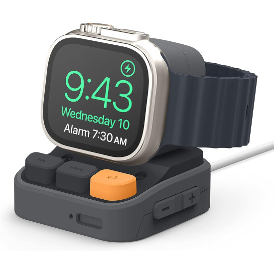 Elago W9 Stand Ultra Apple Watch Charging Station - Βάση Σιλικόνης για Φορτιστή Apple Watch Ultra2/Ultra1/SE/10/9/8/7/6/5/4/3/2/1 (49/46/45/44/42/41/40/38mm) & Samsung Galaxy Watch 5 / 5 Pro - Dark Gray (EST-WT9-ULTRA-DGY)