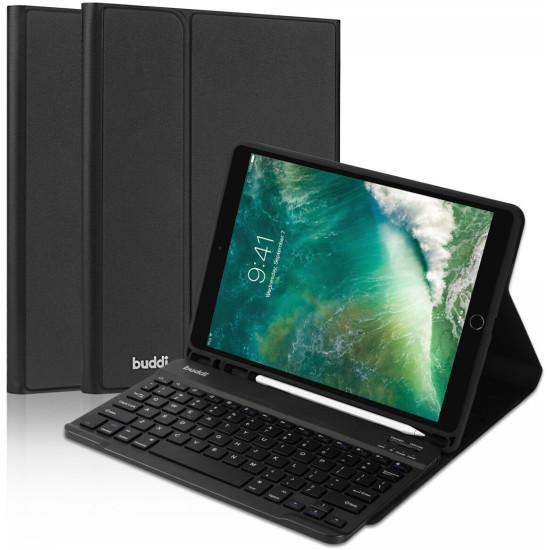 Buddi Zuna Keyboard Case - Θήκη με Υποδοχή για Apple Pencil και Πληκτρολόγιο Bluetooth - Apple iPad 10.2" 2021 / 2020 / 2019 / iPad Pro 10.5'' 2017 - Black (8719246386589)