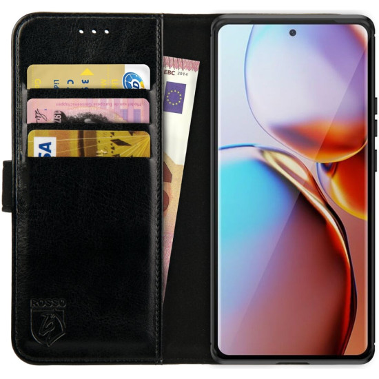 Rosso Element PU Θήκη Πορτοφόλι Motorola Edge 40 Pro - Black (8719246390401)