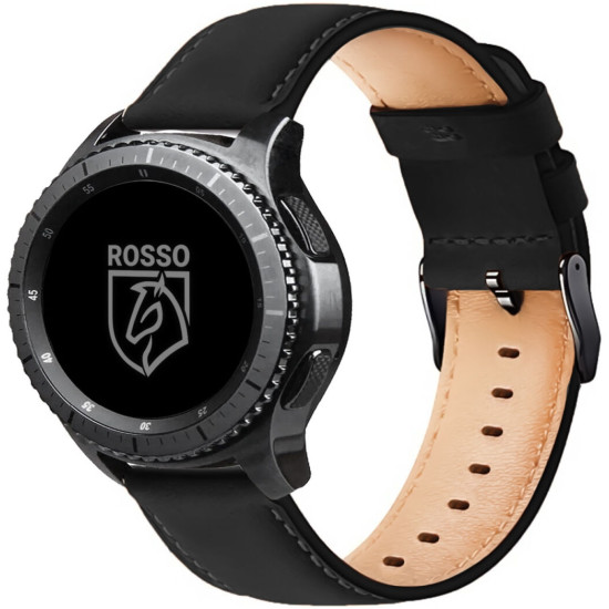 Rosso Deluxe Strap - Universal Δερμάτινο Λουράκι για Smartwatches (22mm) - Black (8719246388057)