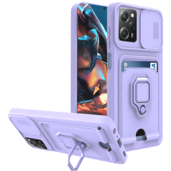 Bodycell Multifunction - Ανθεκτική Θήκη Xiaomi Redmi Note 12 Pro 5G / Poco X5 Pro με Λουράκι Λαιμού / Κάλυμμα Κάμερας / Ring Holder / Υποδοχή Κάρτας - Purple (5206015015885)