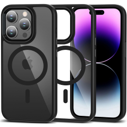 Θήκη Apple iPhone 15 Pro Max - Tech-Protect MagMat Σκληρή Διάφανη MagSafe - Black / Clear (9490713936528)