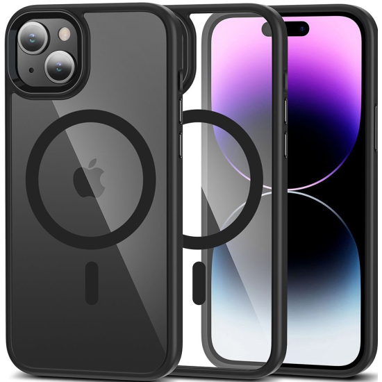 Tech-Protect MagMat - Σκληρή Διάφανη Θήκη MagSafe Apple iPhone 15 - Black / Clear (9490713936467)