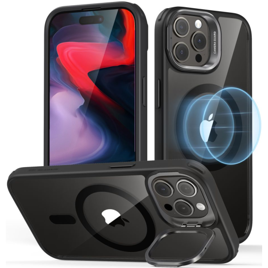 Θήκη Apple iPhone 15 Pro Max - ESR Classic Kickstand Hybrid HaloLock Διάφανη Ανθεκτική με MagSafe - Clear / Black (4894240176573)