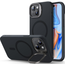 ESR Cloud Soft with Stash Stand - Ανθεκτική MagSafe Θήκη Σιλικόνης Apple iPhone 15 Plus με Kickstand - Black (4894240176214)