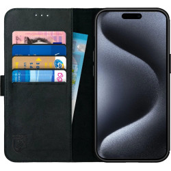 Rosso Deluxe Δερμάτινη Θήκη Πορτοφόλι Apple iPhone 15 Pro Max - Black (8719246401572)
