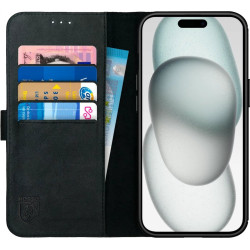 Rosso Deluxe Δερμάτινη Θήκη Πορτοφόλι Apple iPhone 15 Plus - Black (8719246401534)