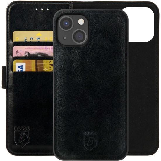 Rosso Element 2 in 1 - PU Θήκη Πορτοφόλι Apple iPhone 15 Plus - Black (8719246401398)