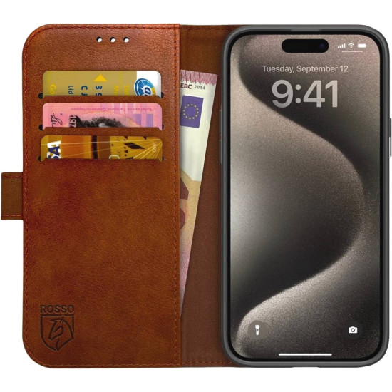 Rosso Element PU Θήκη Πορτοφόλι Apple iPhone 15 Pro Max - Brown (8719246401305)