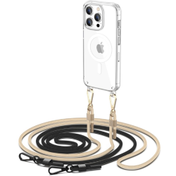 Tech-Protect FlexAir Chain - Σετ Σκληρή Διάφανη Θήκη MagSafe με 2 x Αποσπώμενα Λουράκια Λαιμού - Apple iPhone 15 Pro - Black / Beige (9490713936856)