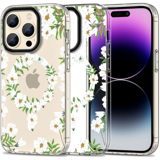Tech-Protect MagMood - Σκληρή Θήκη MagSafe Apple iPhone 15 Pro - White Daisy (9319456605365)
