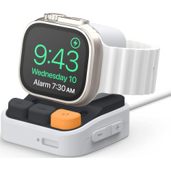 Elago W9 Stand Ultra Apple Watch Charging Station - Βάση Σιλικόνης για Φορτιστή Apple Watch Ultra2/Ultra1/SE/10/9/8/7/6/5/4/3/2/1 (49/45/44/42/41/40/38mm) & Samsung Galaxy Watch 5 / 5 Pro - Light Grey (EST-WT9-ULTRA-LGY)