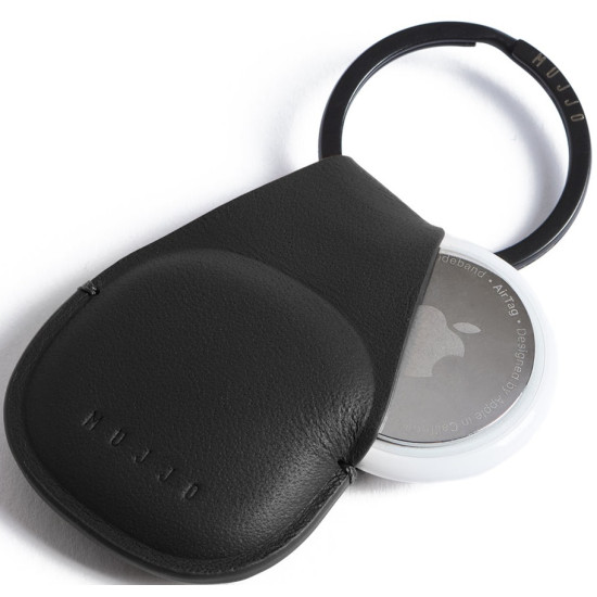 Mujjo Canopy - Δερμάτινη Θήκη / Μπρελόκ Apple AirTag 2 / 1 - Black (MUJJO-KY-001-BK)