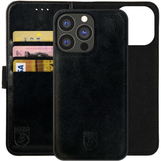 Θήκη iPhone 15 Pro Max Rosso Element 2 in 1 PU Πορτοφόλι - Black (8719246401411)