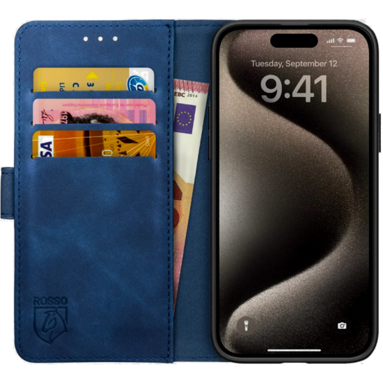 Rosso Element PU Θήκη Πορτοφόλι Apple iPhone 15 Pro - Blue (8719246401336)