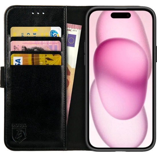 Rosso Element PU Θήκη Πορτοφόλι Apple iPhone 15 Plus - Black (8719246401213)