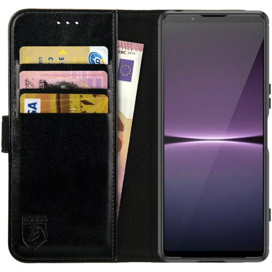 Rosso Element PU Θήκη Πορτοφόλι Sony Xperia 1 V - Black (8719246387524)